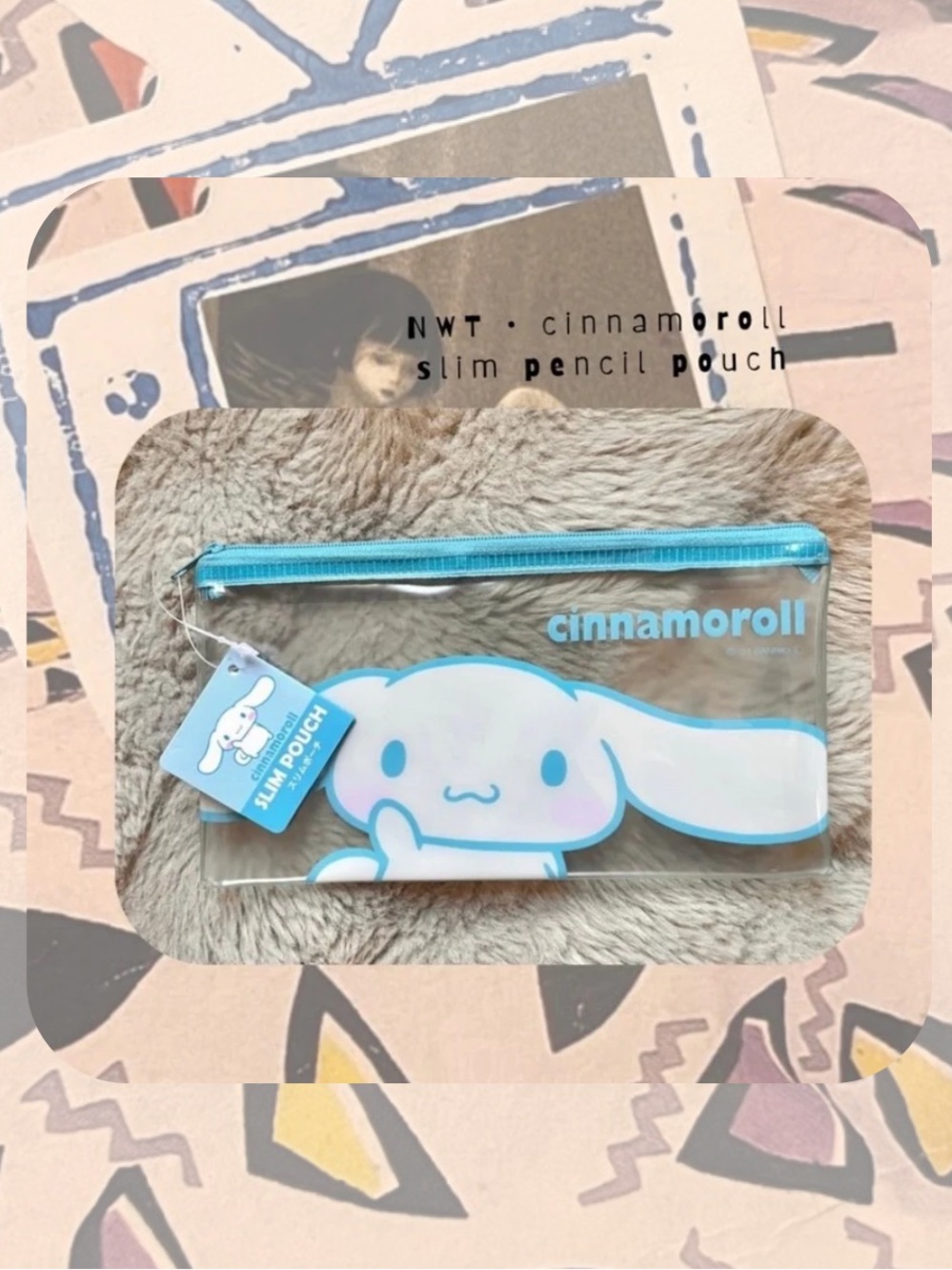 🍭3/$15 Sanrio Cinnamaroll kawaii clear blue slim zipper pencil pouch